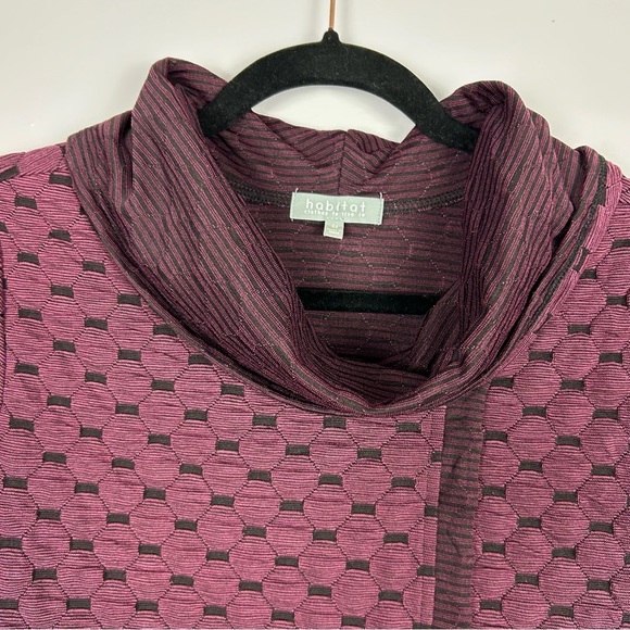 Habitat Clothes to Live In Red Black Cowl Neck Tunic Top Size Medium - Picture 2 of 10